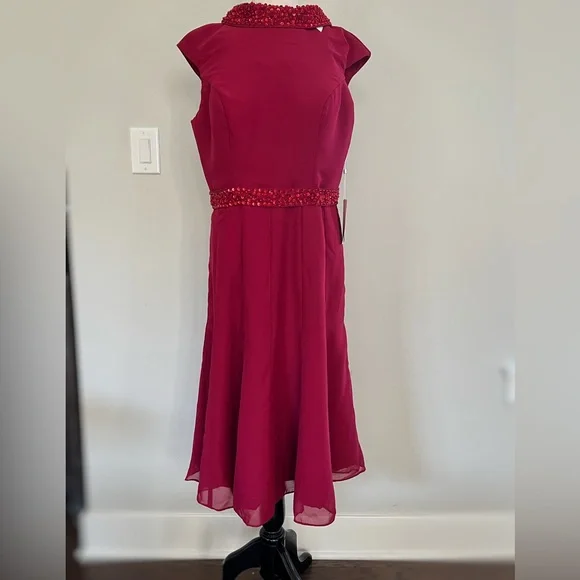Lanting | Dresses | Nwt Lan Ting Designer Chiffon Wbeading Formalcocktail  Dressbuilt In Shelf Bra | Poshmark